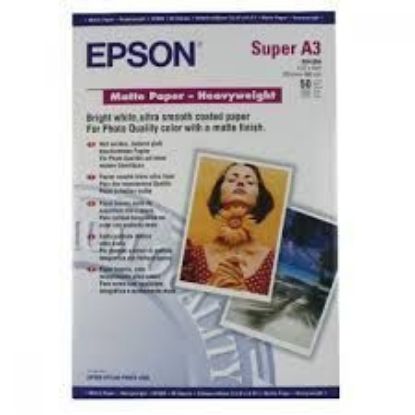 Изображение Папір A3+ Epson Matte Paper-Heavyweight, 50 арк, 167 г/м2 (C13S041264)