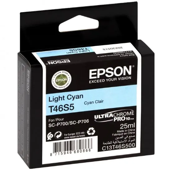 Изображение Картридж cтруменевий Epson Singlepack T46S5 Light Cyan для SureColor SC-P700, 25 мл (C13T46S500)