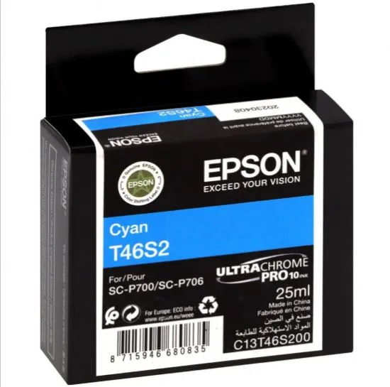 Изображение Картридж cтруменевий Epson Singlepack T46S2 Cyan для SureColor SC-P700, 25 мл (C13T46S200)