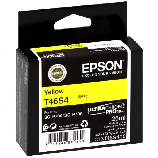 Изображение Картридж cтруменевий Epson Singlepack T46S4 Yellow для SureColor SC-P700, 25 мл (C13T46S400)